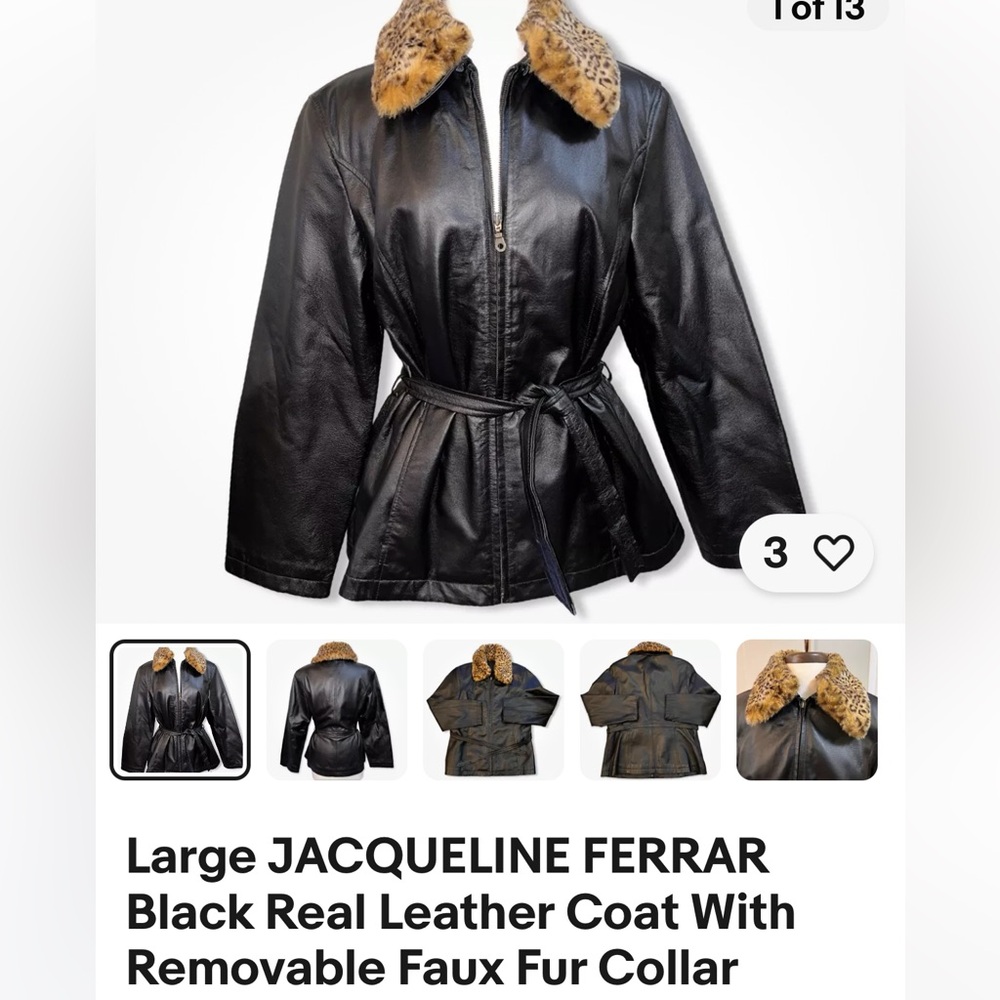 Jaqueline Farrah soft Real leather jacket with removable faux fur collar.